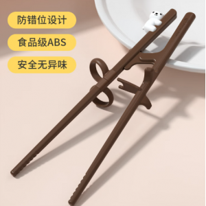 儿童筷子训练筷子2-3-6-12岁成人大童孩子辅助学习矫正专用筷餐具 棕色大童成人筷-食品级ABS材质